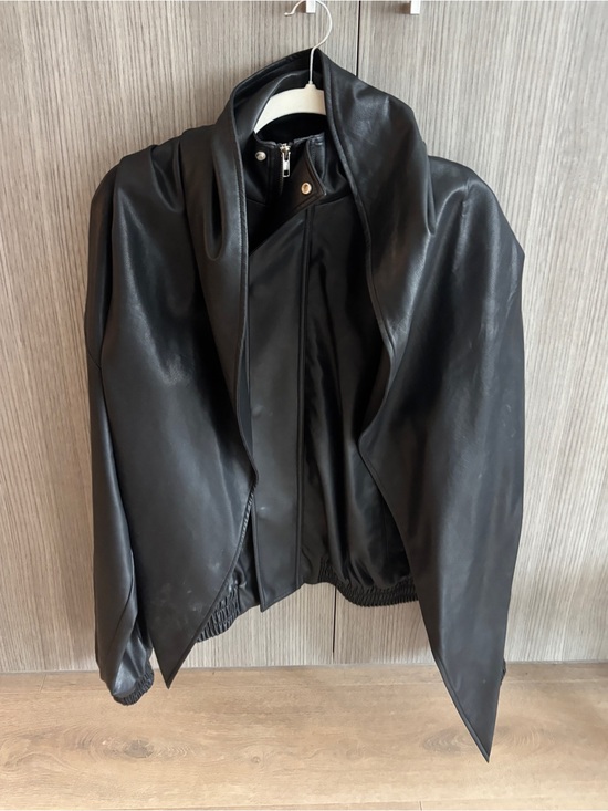 Pixie Market Jackets & Blazers - Black Leather Jacket with scarf